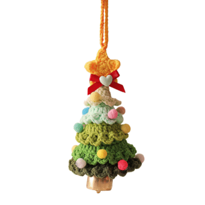 Macrame Christmas Tree With Bell - Green