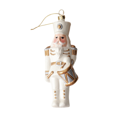 Poly Christmas Ornament - Nutcracker In White