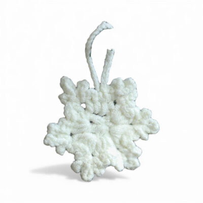 Macrame Christmas Ornament - Small Snowflake in White