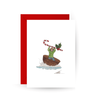 'Coconut Boat (Christmas Edition)' Christmas Card by Laurie Draws