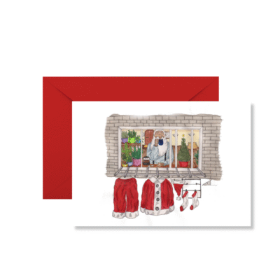 'Santa’s Day Off' Christmas Card by Laurie Draws