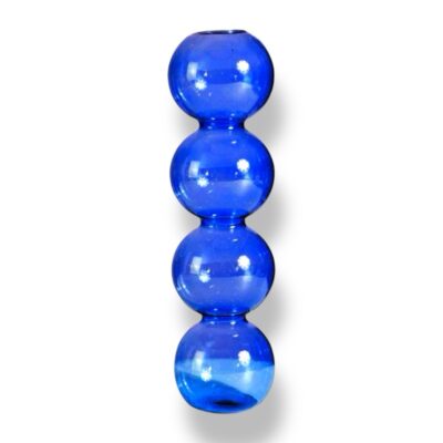 Long Bubble Glass Vase in Navy