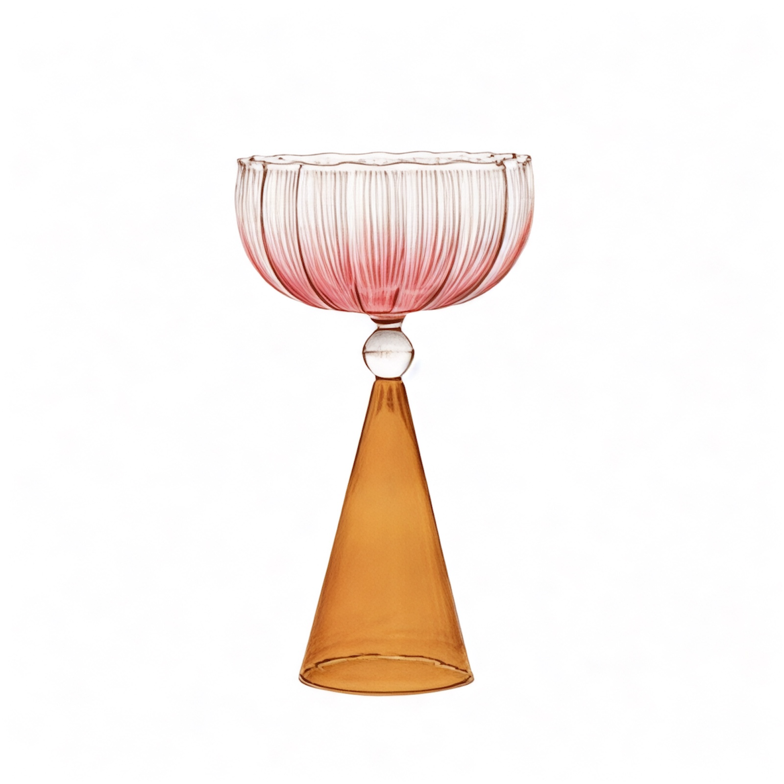 Half Moon Cocktail Glass in Pink & Orange