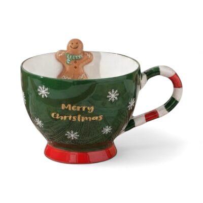 Christmas Mug - Gingerbread Man in Green