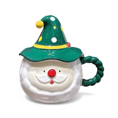 Christmas Mug With Lid - Santa Claus in Green