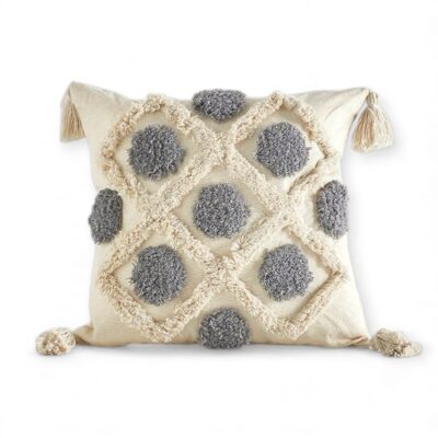 Sofa Pillow - Grey Dots With Tassels