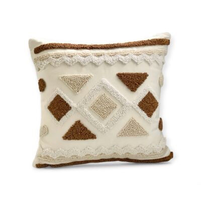 Sofa Pillow - Triangle Pattern in Beige & Brown