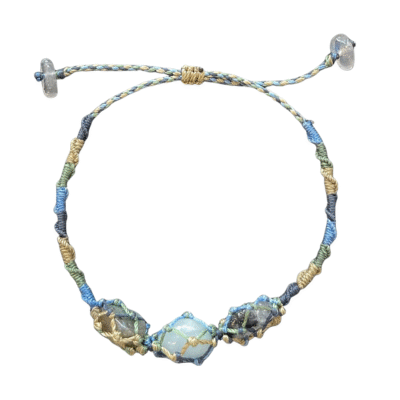Meraki Town - Triple Stone Bracelet in Labradorite, Aquamarine and Moonstone