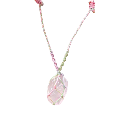 Meraki Town - Macrame Necklace with Rose Quartz Stone